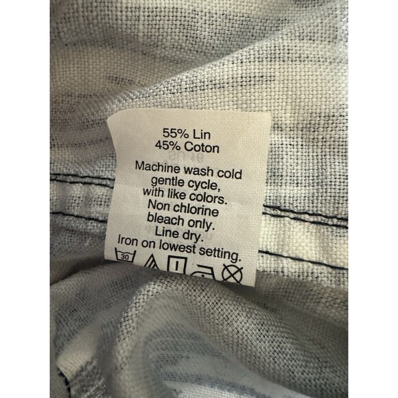 J Crew Factory Shorts Size L Ikat Print Linen Blend Blue White Beach Boho EUC - Picture 6 of 8